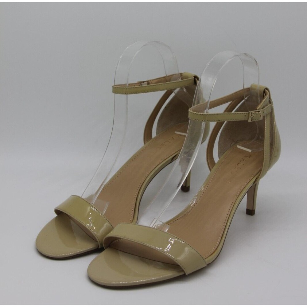 Talbots Rosalie Ankle Strap Patent Leather Sandals Beige Size 9M Open Toe $139